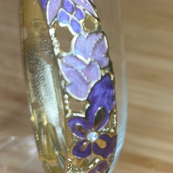 Floral bracelet, lilac/purple metal gold sturdy filigree - Picture 3 of 11